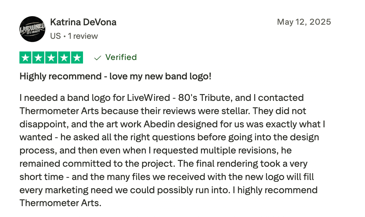 Trustpilot Testimonial - Band-Logos.Com