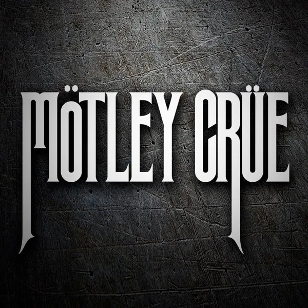 Motley Crue band logo featuring distinctive typography with metal umlauts and pentagram design variations across different eras