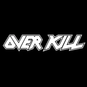 Overkill band logo featuring sharp angular lettering in classic thrash metal style with bold black design